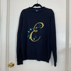Opening ceremony navy embroidered E sweater